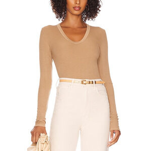 Enza Costa 'Silk' Tan Rib Fitted Top Size M